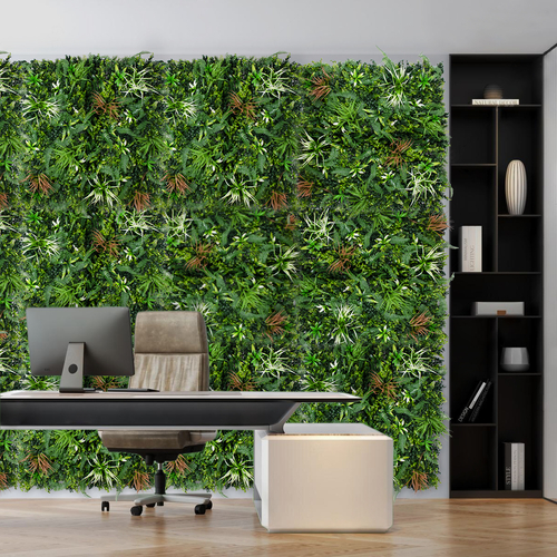 GloboStar® Artificial Garden JUNGLE FERN 20351 Τεχνητό Διακοσμητικό Πάνελ Φυλλωσιάς - Κάθετος Κήπος σύνθεση Ζούγκλα Φτέρης Μ100 x Π100 x Υ20cm