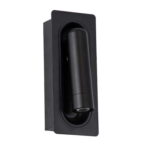 GLOBOSTAR® MANHATTAN 61097 Μοντέρνο Φωτιστικό Τοίχου - Απλίκα Ξενοδοχείου Reading Light LED 3W 405lm 36° AC 220-240V IP20 Φυσικό Λευκό 4500K - Bridgelux COB Chip & TÜV SÜD Driver - Μαύρο - Μ7 x Π7 x Υ17cm - 3 Χρόνια Εγγύηση