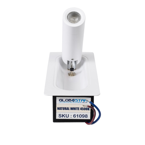 GLOBOSTAR® MANHATTAN 61098 Μοντέρνο Φωτιστικό Τοίχου - Απλίκα Ξενοδοχείου Reading Light LED 3W 405lm 36° AC 220-240V IP20 Φυσικό Λευκό 4500K - Bridgelux COB Chip & TÜV SÜD Driver - Λευκό - Μ7 x Π7 x Υ17cm - 3 Χρόνια Εγγύηση