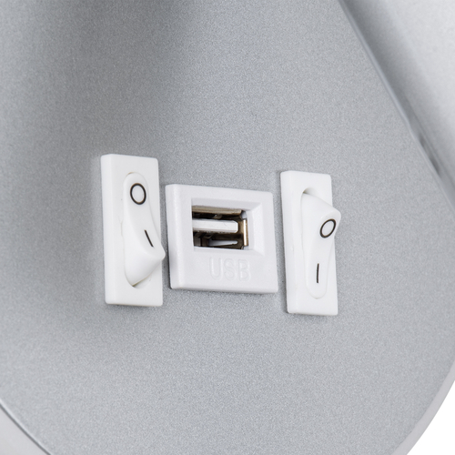 GLOBOSTAR® JERSEY 61103 Μοντέρνο Φωτιστικό Τοίχου - Απλίκα Ξενοδοχείου Reading Light με Φορτιστή USB 3A LED 10W 1380lm 36° & 360° AC 220-240V IP20 Φυσικό Λευκό 4500K - Bridgelux SMD Chip & TÜV SÜD Driver - Νίκελ Βούρτσας - Μ14.5 x Π14.5 x Υ6cm - 3 Χρόνια Εγγύηση