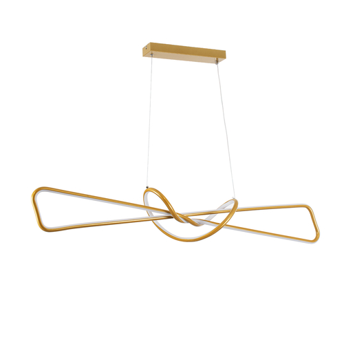 GLOBOSTAR® DOLORES 61282 Μοντέρνο Κρεμαστό Φωτιστικό Οροφής LED 105W 11760lm 300° AC 220-240V IP20 Ρυθμιζόμενο Λευκό CCT με Χειριστήριο από 2700K έως 6000K Dimmable - Lumileds SMD Chip - Χρυσό Βούρτσας - Μ110 x Π17 x Υ17.5cm - 3 Χρόνια Εγγύηση