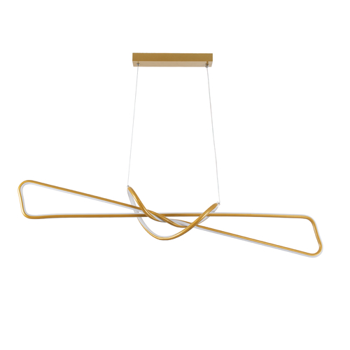 GLOBOSTAR® DOLORES 61282 Μοντέρνο Κρεμαστό Φωτιστικό Οροφής LED 105W 11760lm 300° AC 220-240V IP20 Ρυθμιζόμενο Λευκό CCT με Χειριστήριο από 2700K έως 6000K Dimmable - Lumileds SMD Chip - Χρυσό Βούρτσας - Μ110 x Π17 x Υ17.5cm - 3 Χρόνια Εγγύηση