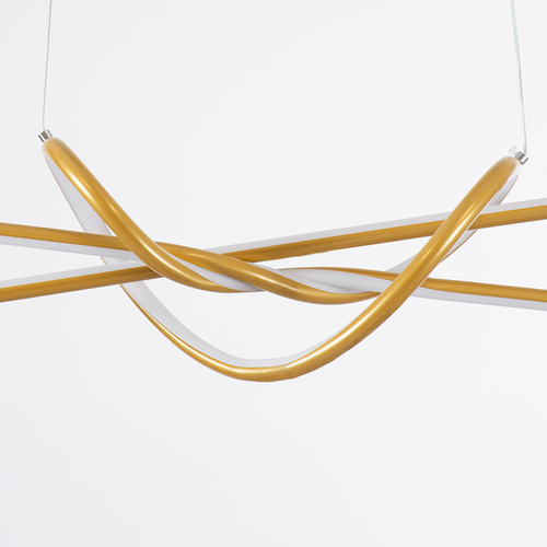 GLOBOSTAR® DOLORES 61282 Μοντέρνο Κρεμαστό Φωτιστικό Οροφής LED 105W 11760lm 300° AC 220-240V IP20 Ρυθμιζόμενο Λευκό CCT με Χειριστήριο από 2700K έως 6000K Dimmable - Lumileds SMD Chip - Χρυσό Βούρτσας - Μ110 x Π17 x Υ17.5cm - 3 Χρόνια Εγγύηση