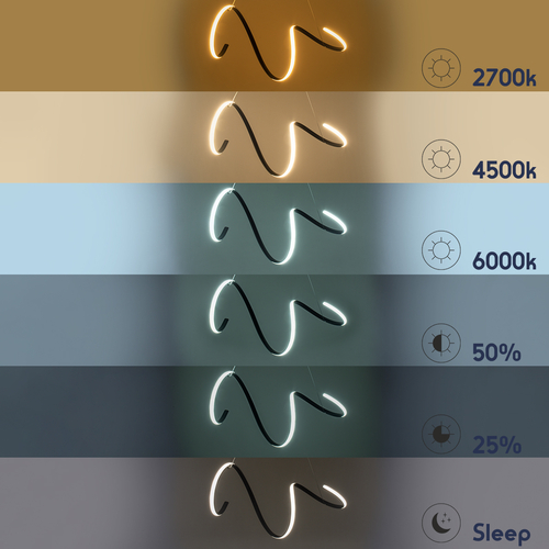 GLOBOSTAR® SPIRALE 61283 Μοντέρνο Κρεμαστό Φωτιστικό Οροφής LED 75W 8400lm 300° AC 220-240V IP20 Ρυθμιζόμενο Λευκό CCT με Χειριστήριο από 2700K έως 6000K Dimmable - Lumileds SMD Chip - Μαύρο Ματ - Μ72 x Π25 x Υ30cm - 3 Χρόνια Εγγύηση