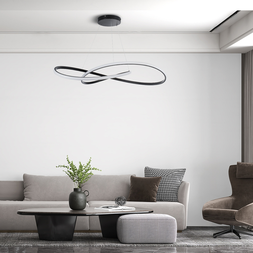 GLOBOSTAR® DEXTER 60917 Μοντέρνο Κρεμαστό Φωτιστικό Οροφής LED 120W 13440lm 300° AC 220-240V IP20 Ρυθμιζόμενο Λευκό CCT με Χειριστήριο από 2700K έως 6000K Dimmable - Lumileds SMD Chip - Μαύρο Ματ - Μ103 x Π103 x Υ22cm - 3 Χρόνια Εγγύηση