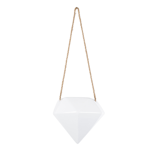 GloboStar® Artificial Garden HERAKLIO 20467 Κρεμαστό Πήλινο Κεραμικό Κασπώ Γλάστρα - Flower Pot Λευκό Μ13.5 x Π15.5 x Υ37cm