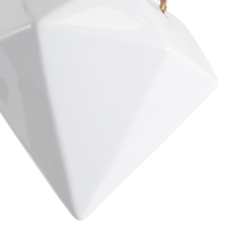 GloboStar® Artificial Garden HERAKLIO 20467 Κρεμαστό Πήλινο Κεραμικό Κασπώ Γλάστρα - Flower Pot Λευκό Μ13.5 x Π15.5 x Υ37cm