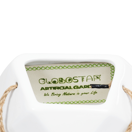 GloboStar® Artificial Garden HERAKLIO 20467 Κρεμαστό Πήλινο Κεραμικό Κασπώ Γλάστρα - Flower Pot Λευκό Μ13.5 x Π15.5 x Υ37cm