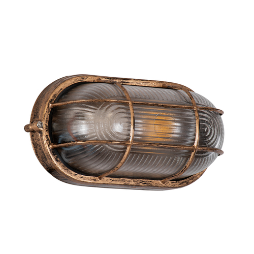 GLOBOSTAR® BOATLIGHT 61584 Vintage Φωτιστικό Καραβοχελώνα Τοίχου - Απλίκα με Ντουί 1 x E27 AC 220-240V Αδιάβροχο IP65 - Χάλκινο Εφέ Σκουριάς Ματ - Μ21 x Π10.4 x Υ9cm