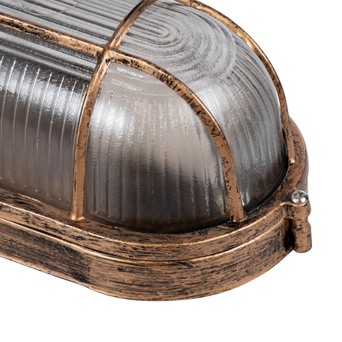 GLOBOSTAR® BOATLIGHT 61584 Vintage Φωτιστικό Καραβοχελώνα Τοίχου - Απλίκα με Ντουί 1 x E27 AC 220-240V Αδιάβροχο IP65 - Χάλκινο Εφέ Σκουριάς Ματ - Μ21 x Π10.4 x Υ9cm