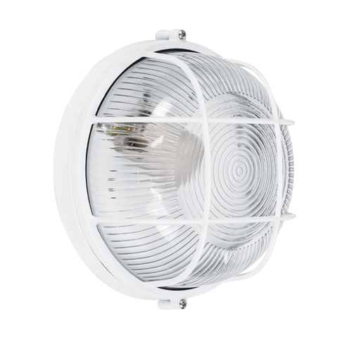 GLOBOSTAR® BOATLIGHT 61585 Vintage Φωτιστικό Καραβοχελώνα Τοίχου & Οροφής με Ντουί 1 x E27 AC 220-240V Αδιάβροχο IP65 - Λευκό Ματ - Μ17.5 x Π17.5 x Υ9cm