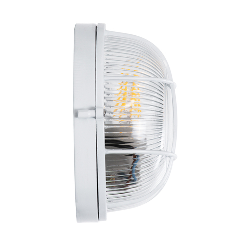 GLOBOSTAR® BOATLIGHT 61585 Vintage Φωτιστικό Καραβοχελώνα Τοίχου & Οροφής με Ντουί 1 x E27 AC 220-240V Αδιάβροχο IP65 - Λευκό Ματ - Μ17.5 x Π17.5 x Υ9cm