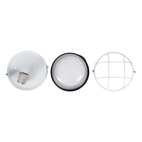 GLOBOSTAR® BOATLIGHT 61585 Vintage Φωτιστικό Καραβοχελώνα Τοίχου & Οροφής με Ντουί 1 x E27 AC 220-240V Αδιάβροχο IP65 - Λευκό Ματ - Μ17.5 x Π17.5 x Υ9cm