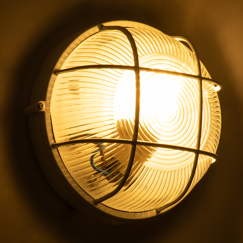 GLOBOSTAR® BOATLIGHT 61585 Vintage Φωτιστικό Καραβοχελώνα Τοίχου & Οροφής με Ντουί 1 x E27 AC 220-240V Αδιάβροχο IP65 - Λευκό Ματ - Μ17.5 x Π17.5 x Υ9cm