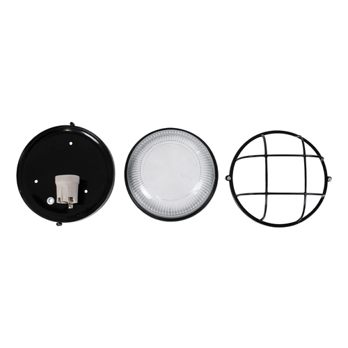 GLOBOSTAR® BOATLIGHT 61586 Vintage Φωτιστικό Καραβοχελώνα Τοίχου & Οροφής με Ντουί 1 x E27 AC 220-240V Αδιάβροχο IP65 - Μαύρο Ματ - Μ17.5 x Π17.5 x Υ9cm