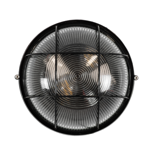 GLOBOSTAR® BOATLIGHT 61589 Vintage Φωτιστικό Καραβοχελώνα Τοίχου & Οροφής με Ντουί 2 x E27 AC 220-240V Αδιάβροχο IP65 - Μαύρο Ματ - Μ24 x Π24 x Υ11cm