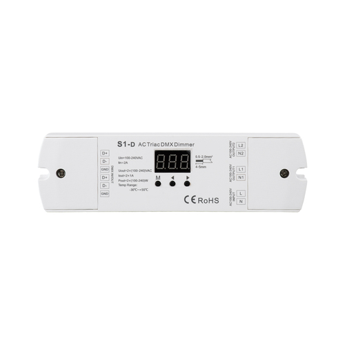 GLOBOSTAR® SKYDANCE-S1-D 70671 AC Trailing Edge DMX Dimmer με 2 x 1A 240W Κανάλια AC 220-240V 2A 480W Max IP20 - DMX512 & RDM - Μ16.7 x Π5 x Υ2.4cm - 5 Χρόνια Εγγύηση
