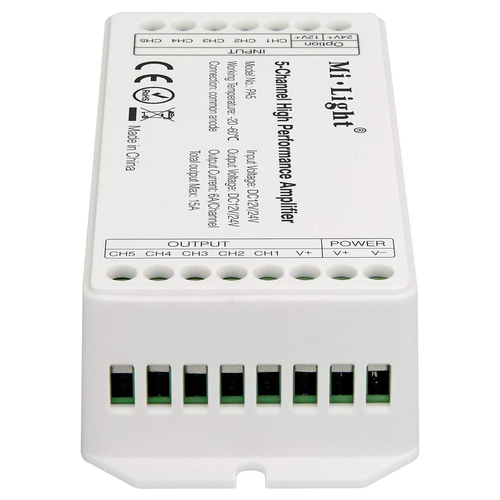 GLOBOSTAR® MiBOXER-PA5 71429 DC Ενισχυτής Ισχύος & Σήματος Υψηλής Ταχύτητας με 5 x 6A 144W Κανάλια DC 12-24V 15A 360W Max IP20 - Μ11.4 x Π4.9 x Υ2.8cm - 5 Χρόνια Εγγύηση