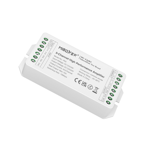 GLOBOSTAR® MiBOXER-PA5 71429 DC Ενισχυτής Ισχύος & Σήματος Υψηλής Ταχύτητας με 5 x 6A 144W Κανάλια DC 12-24V 15A 360W Max IP20 - Μ11.4 x Π4.9 x Υ2.8cm - 5 Χρόνια Εγγύηση