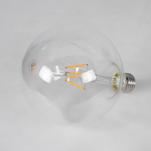 GLOBOSTAR® BUBBLE 99012 Λάμπα E27 G125 LED 4W 400lm 360° AC 220-240V IP20 Θερμό Λευκό 2700K Dimmable - Long Filament Chip - Διάφανο - Μ12.5 x Π12.5 x Υ18cm - 3 Χρόνια Εγγύηση