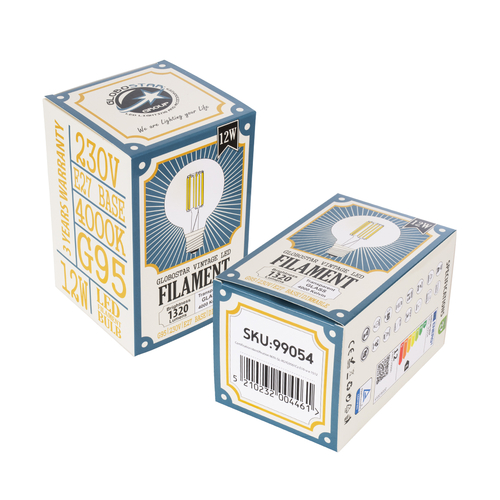 GLOBOSTAR® BUBBLE 99054 Λάμπα E27 G95 LED 12W 1320lm 360° AC 220-240V IP20 Φυσικό Λευκό 4500K Dimmable - Long Filament Chip - Διάφανο - Μ9.5 x Π9.5 x Υ13.5cm - 3 Χρόνια Εγγύηση