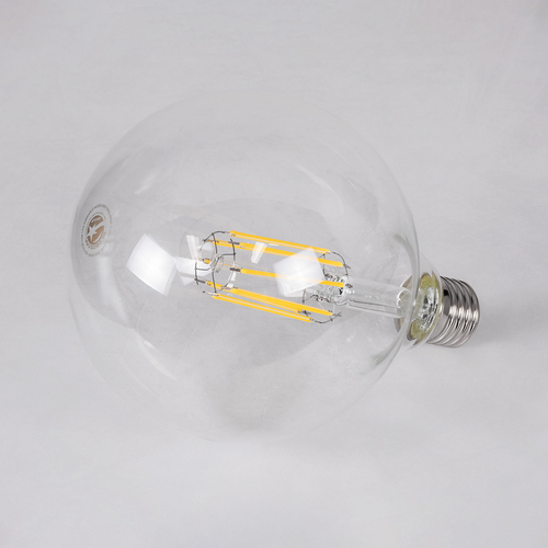 GLOBOSTAR® BUBBLE 99055 Λάμπα E27 G125 LED 12W 1320lm 360° AC 220-240V IP20 Φυσικό Λευκό 4500K Dimmable - Long Filament Chip - Διάφανο - Μ12.5 x Π12.5 x Υ18cm - 3 Χρόνια Εγγύηση