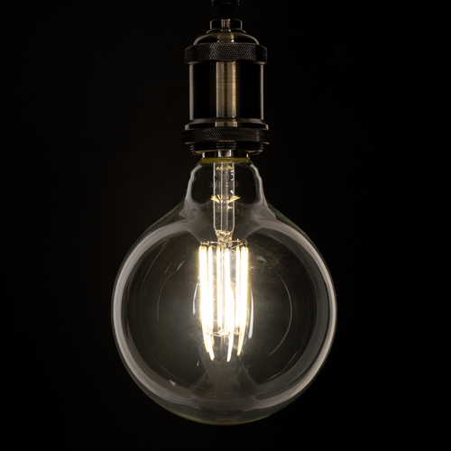 GLOBOSTAR® BUBBLE 99055 Λάμπα E27 G125 LED 12W 1320lm 360° AC 220-240V IP20 Φυσικό Λευκό 4500K Dimmable - Long Filament Chip - Διάφανο - Μ12.5 x Π12.5 x Υ18cm - 3 Χρόνια Εγγύηση