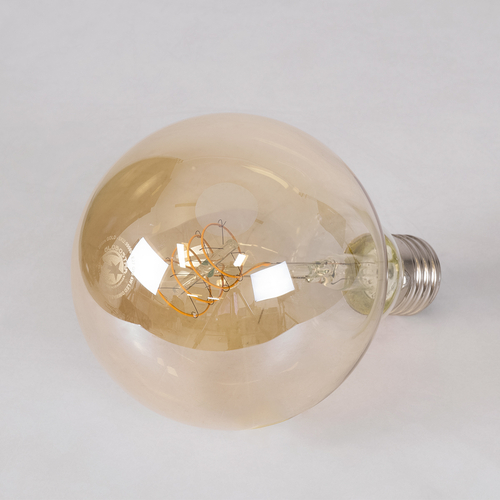 GLOBOSTAR® BUBBLE 99060 Λάμπα E27 G95 LED 4W 280lm 360° AC 220-240V IP20 Ultra Θερμό Λευκό 2200K Dimmable - Ultra Thin Soft Τ Spiral Filament Chip - Μελί - Μ9.5 x Π9.5 x Υ13.5cm - 3 Χρόνια Εγγύηση