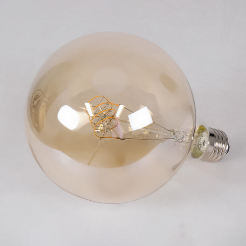 GLOBOSTAR® BUBBLE 99081 Λάμπα E27 G125 LED 4W 280lm 360° AC 220-240V IP20 Ultra Θερμό Λευκό 2200K Dimmable - Ultra Thin Soft T Spiral Filament Chip - Μελί - Μ12.5 x Π12.5 x Υ18cm - 3 Χρόνια Εγγύηση