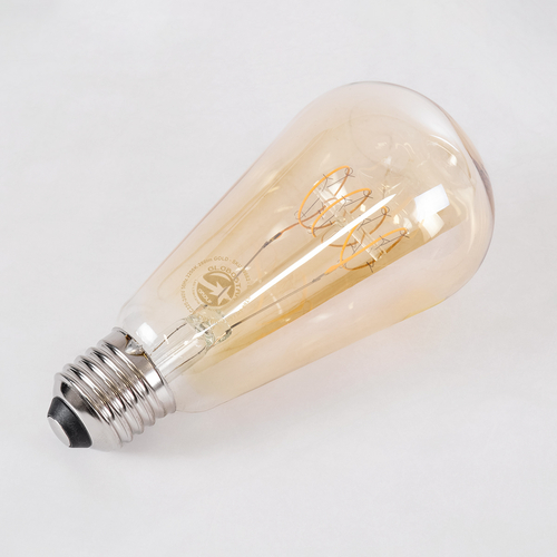 GLOBOSTAR® PEAR 99082 Λάμπα E27 ST64 LED 4W 280lm 360° AC 220-240V IP20 Ultra Θερμό Λευκό 2200K Dimmable - Ultra Thin Soft T Spiral Filament Chip - Μελί - Μ6.4 x Π6.4 x Υ14cm - 3 Χρόνια Εγγύηση