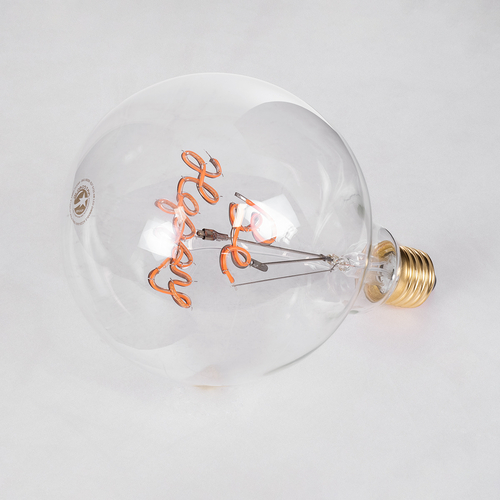 GLOBOSTAR® BE HAPPY 99259 Λάμπα E27 G125 LED 4W 340lm 360° AC 220-240V IP20 Ροζ Dimmable - Filament Chip - Διάφανο - Μ12.5 x Π12.5 x Υ18cm - 3 Χρόνια Εγγύηση