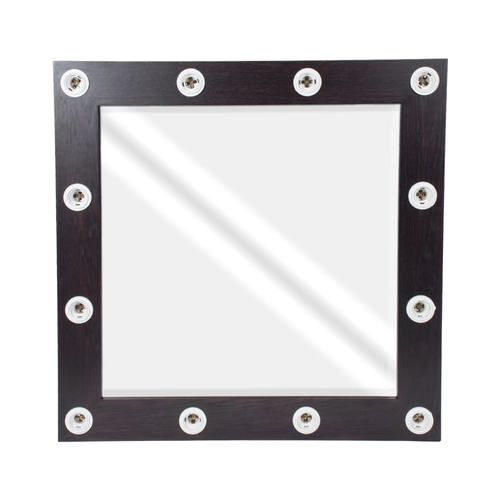 GloboStar® MAKEUP MIRROR-80x80-2 Μοντέρνος Καθρέπτης Μακιγιάζ με Πλαίσιο Φυσικού Ξύλου με Διακόπτη On/Off 12 x E27 AC220-240V - Μ80 x Π7 x Υ80cm - Καφέ Wenge