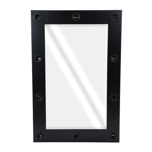 GloboStar® MAKEUP MIRROR-60x90-5 Μοντέρνος Καθρέπτης Μακιγιάζ με Πλαίσιο Φυσικού Ξύλου με Διακόπτη On/Off 10 x E27 AC220-240V - Μ60 x Π7 x Υ90cm - Μαύρος Έβενος