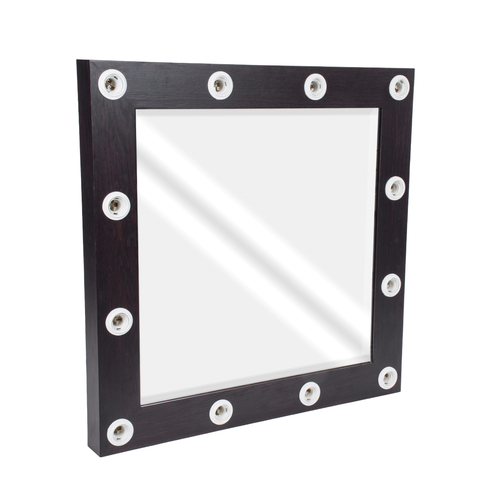 GloboStar® MAKEUP MIRROR-80x80-2 Μοντέρνος Καθρέπτης Μακιγιάζ με Πλαίσιο Φυσικού Ξύλου με Διακόπτη On/Off 12 x E27 AC220-240V - Μ80 x Π7 x Υ80cm - Καφέ Wenge