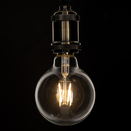 GLOBOSTAR® BUBBLE 99009 Λάμπα E27 G95 LED 4W 400lm 360° AC 220-240V IP20 Θερμό Λευκό 2700K - Long Filament Chip - Διάφανο - Μ9.5 x Π9.5 x Υ13.7cm - 3 Χρόνια Εγγύηση