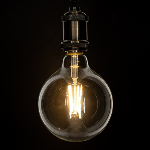 GLOBOSTAR® BUBBLE 99013 Λάμπα E27 G125 LED 8W 800lm 360° AC 220-240V IP20 Θερμό Λευκό 2700K Dimmable - Long Filament Chip - Διάφανο - Μ12.5 x Π12.5 x Υ18cm - 3 Χρόνια Εγγύηση