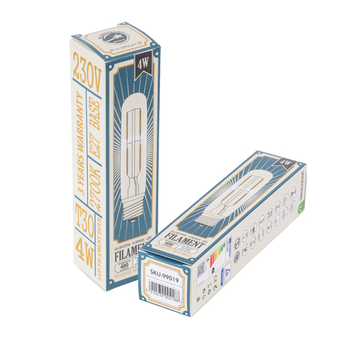 GLOBOSTAR® TUBIS 99019 Λάμπα Σωλήνας E27 T30 LED 4W 400lm 360° AC 220-240V IP20 Θερμό Λευκό 2700K Dimmable - Long Filament Chip - Διάφανο - Μ3 x Π3 x Υ13.5cm - 3 Χρόνια Εγγύηση