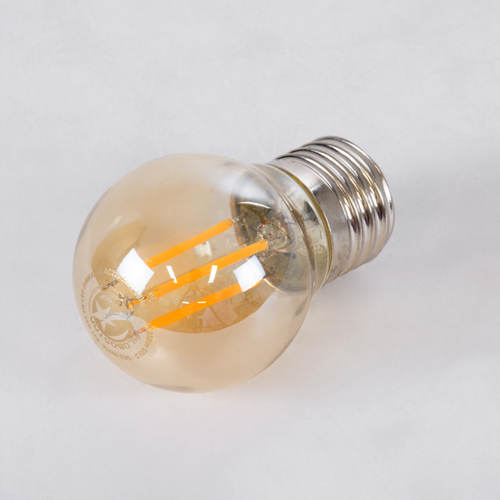 GLOBOSTAR® SPHERE 99034 Λάμπα E27 G45 LED 4W 350lm 360° AC 220-240V IP20 Ultra Θερμό Λευκό 2200K Dimmable - Long Filament Chip - Μελί - Μ4.5 x Π4.5 x Υ7.5cm - 3 Χρόνια Εγγύηση