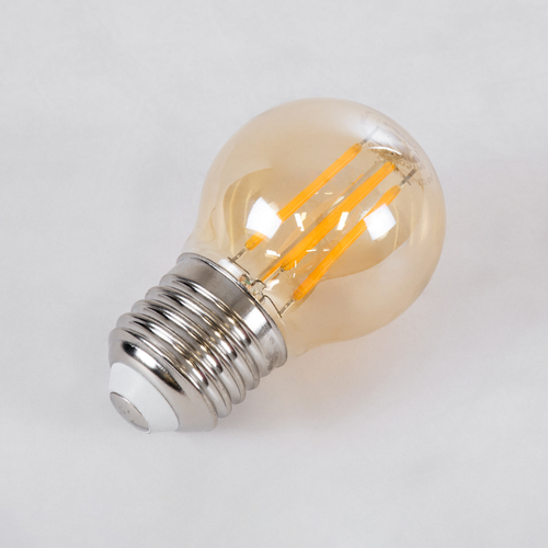 GLOBOSTAR® SPHERE 99034 Λάμπα E27 G45 LED 4W 350lm 360° AC 220-240V IP20 Ultra Θερμό Λευκό 2200K Dimmable - Long Filament Chip - Μελί - Μ4.5 x Π4.5 x Υ7.5cm - 3 Χρόνια Εγγύηση