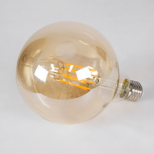 GLOBOSTAR® BUBBLE 99044 Λάμπα E27 G125 LED 12W 1080lm 360° AC 220-240V IP20 Ultra Θερμό Λευκό 2200K Dimmable - Long Filament Chip - Μελί - Μ12.5 x Π12.5 x Υ18cm - 3 Χρόνια Εγγύηση