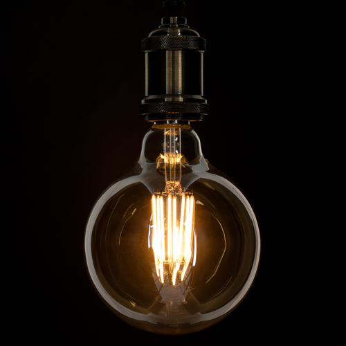 GLOBOSTAR® BUBBLE 99044 Λάμπα E27 G125 LED 12W 1080lm 360° AC 220-240V IP20 Ultra Θερμό Λευκό 2200K Dimmable - Long Filament Chip - Μελί - Μ12.5 x Π12.5 x Υ18cm - 3 Χρόνια Εγγύηση