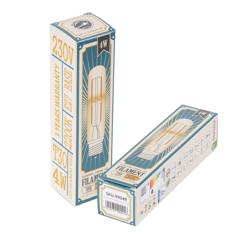 GLOBOSTAR® TUBIS 99049 Λάμπα Σωλήνας E27 T30 LED 4W 350lm 360° AC 220-240V IP20 Ultra Θερμό Λευκό 2200K Dimmable - Long Filament Chip - Μελί - Μ3 x Π3 x Υ13.5cm - 3 Χρόνια Εγγύηση