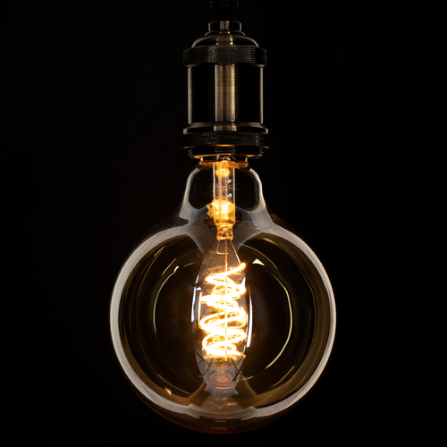 GLOBOSTAR® BUBBLE 99138 Λάμπα E27 G125 LED 4W 280lm 360° AC 220-240V IP20 Ultra Θερμό Λευκό 2200K Dimmable - Soft S Spiral Filament Chip - Μελί - Μ12.5 x Π12.5 x Υ18cm - 3 Χρόνια Εγγύηση