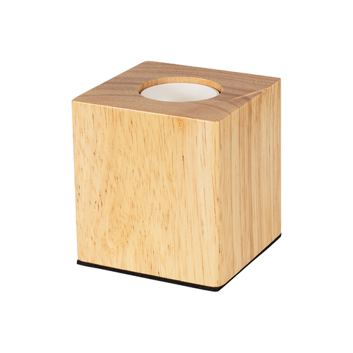 GloboStar® WOODBOX 99405 Μοντέρνο Επιτραπέζιο Φωτιστικό Πορτατίφ Μονόφωτο 1 x E27 IP20 Μπεζ Ξύλο - Μ7.6 x Π7.6 x Υ8.2cm