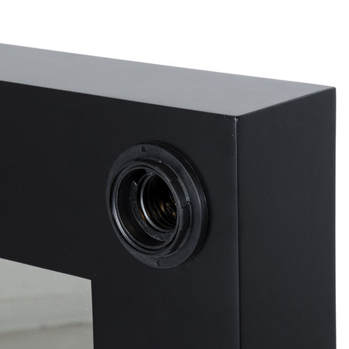 GloboStar® MAKEUP MIRROR-60x90-5 Μοντέρνος Καθρέπτης Μακιγιάζ με Πλαίσιο Φυσικού Ξύλου με Διακόπτη On/Off 10 x E27 AC220-240V - Μ60 x Π7 x Υ90cm - Μαύρος Έβενος