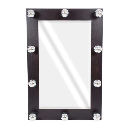 GloboStar® MAKEUP MIRROR-60x90-2 Μοντέρνος Καθρέπτης Μακιγιάζ με Πλαίσιο Φυσικού Ξύλου με Διακόπτη On/Off 10 x E27 AC220-240V - Μ60 x Π7 x Υ90cm - Καφέ Wenge