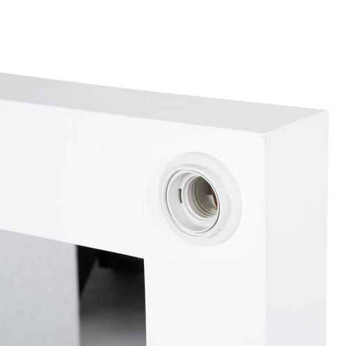 GloboStar® MAKEUP MIRROR-80x80-4 Μοντέρνος Καθρέπτης Μακιγιάζ με Πλαίσιο Φυσικού Ξύλου με Διακόπτη On/Off 12 x E27 AC220-240V - Μ80 x Π7 x Υ80cm - Λευκή Λάκα