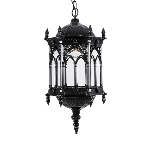 GLOBOSTAR® DARCY 00672 Vintage Κρεμαστό Φωτιστικό Οροφής με Ντουί 1 x E27 AC 220-240V IP20 - Μαύρο & Διάφανο - Μ35 x Π35 x Υ61cm