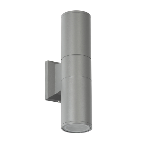 GLOBOSTAR® WALLY 77875 Μοντέρνο Φωτιστικό Τοίχου - Απλίκα με Ντουί 2 x GU10 AC 220-240V Αδιάβροχο IP65 - Γκρι Ματ - Μ6.4 x Π11 x Υ25cm