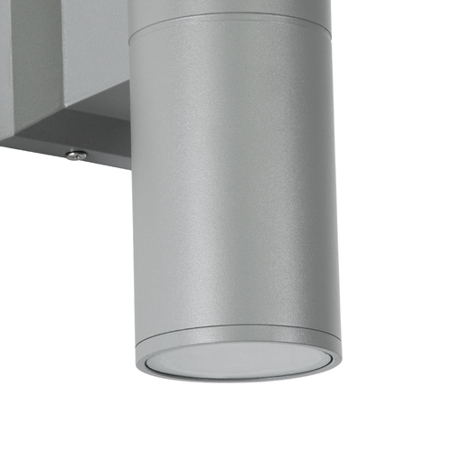 GLOBOSTAR® WALLY 77875 Μοντέρνο Φωτιστικό Τοίχου - Απλίκα με Ντουί 2 x GU10 AC 220-240V Αδιάβροχο IP65 - Γκρι Ματ - Μ6.4 x Π11 x Υ25cm